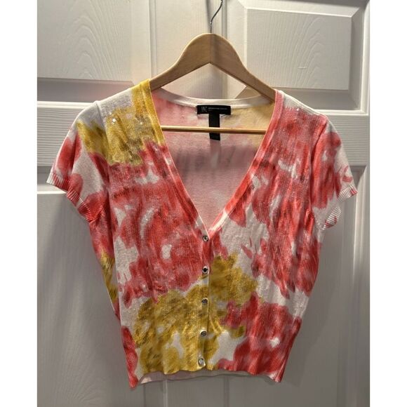 INC International Concepts Petite L Short-sleeve Sequin Cardigan - Picture 1 of 5